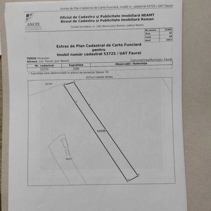 Teren intravilat, Comuna Faurei, Neamt, 2085 mp
