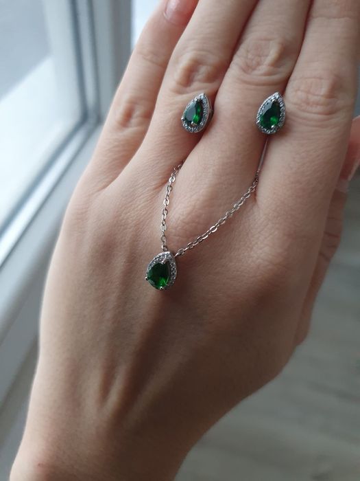 Set argint cercei + colier