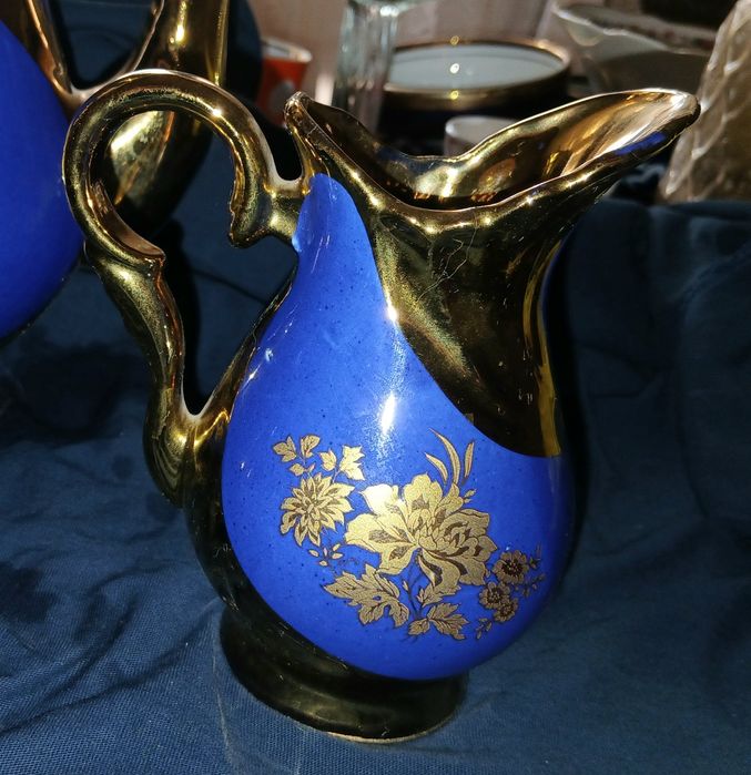 «Винтажный кофейный сервиз Самаркандский фарфор, кобальт с позолотой