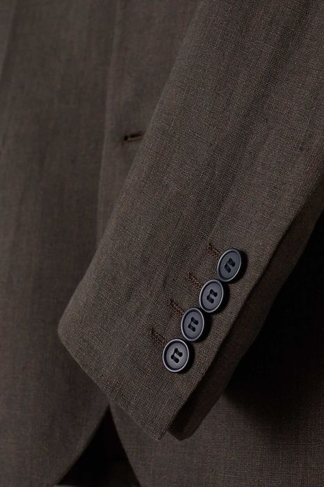 H&M - 2 costume vara premium slim fit din in 100% mar. 50/52 [talie 90-100 cm], gri/verde-kaki, noi