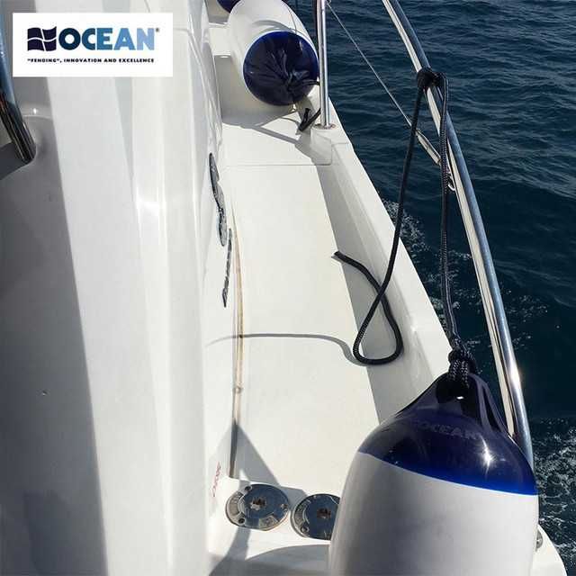 Balon protectie acostare alb/ cap albastru Ocean Fender Heavy Duty H2 14x50cm