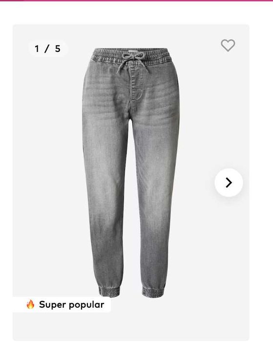 Jeans/Blugi gri deschis, conici cu elastic, S/36, aboutyou