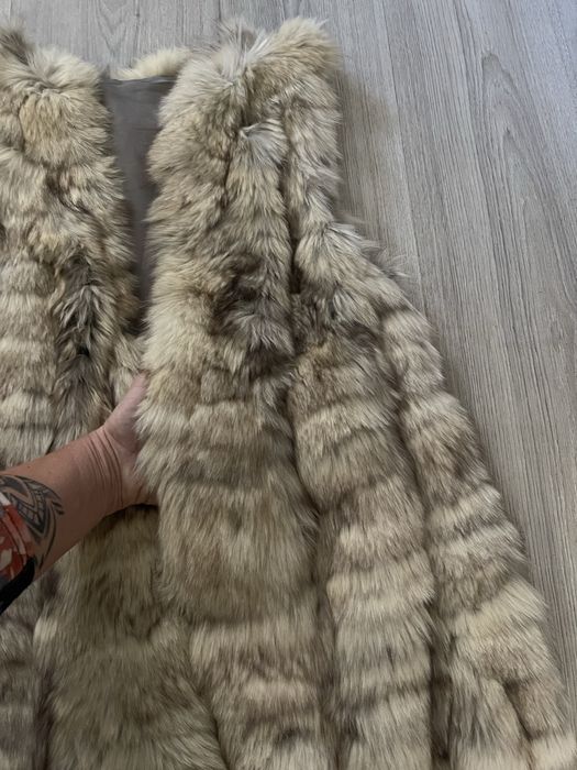 Естествена кожа лисица елек ,елек заек с качулка
