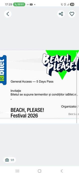 General Access — 5 Days Pass
Biletul GENERAL ACCESS iti ofera acces in festival pe toata durata evenimentului.
