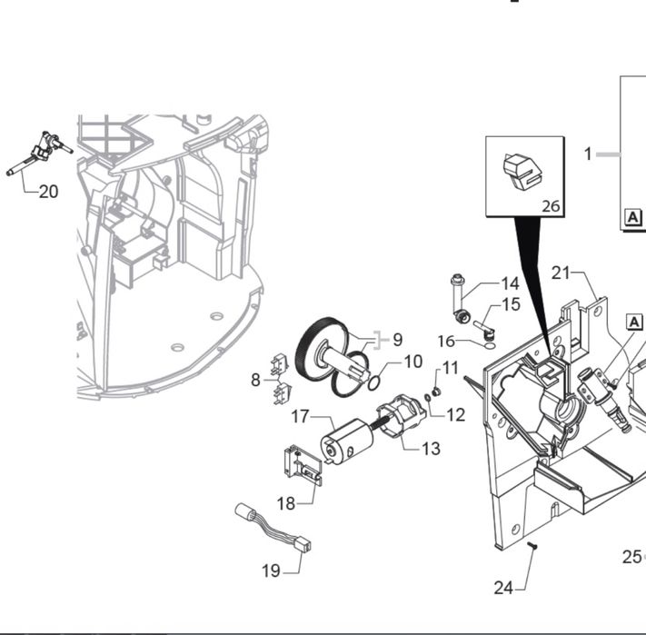 Conector grup Saeco/Philips/Gaggia/Valva erogare cafea/Odea/Talea
