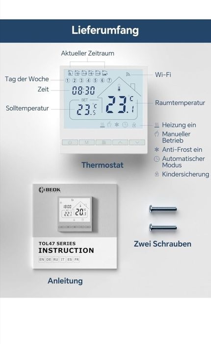 Termostat Beok wifi centrala/încălzire în pardoseala