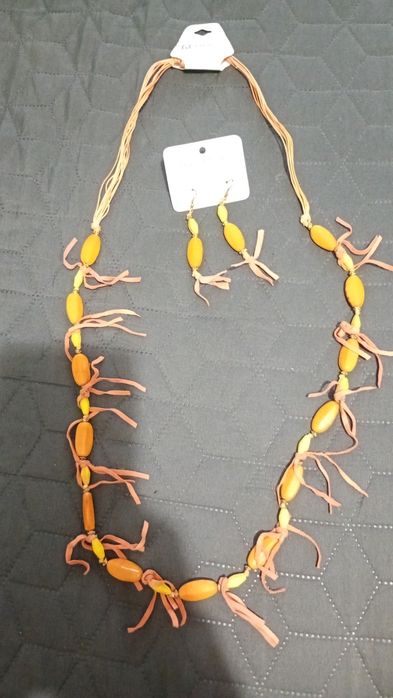 Set colier și cercei indieni originali, handmade traditional