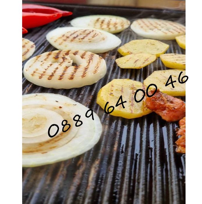 Професиона Газова скара чугунена плоча 1/2 Оребрена 70см+Газ защита CE