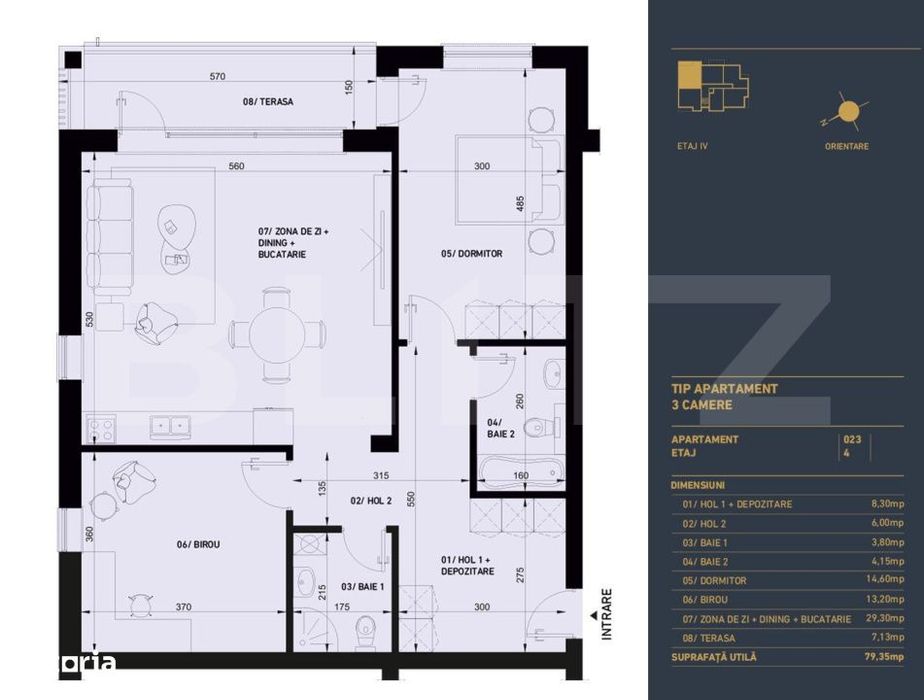 Apartament cu 3 camere si 2 bai, Smart Home, 80 mp - Complex Rezidenti