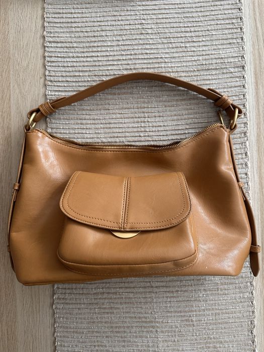 Чанта Зара в карамелен цвят