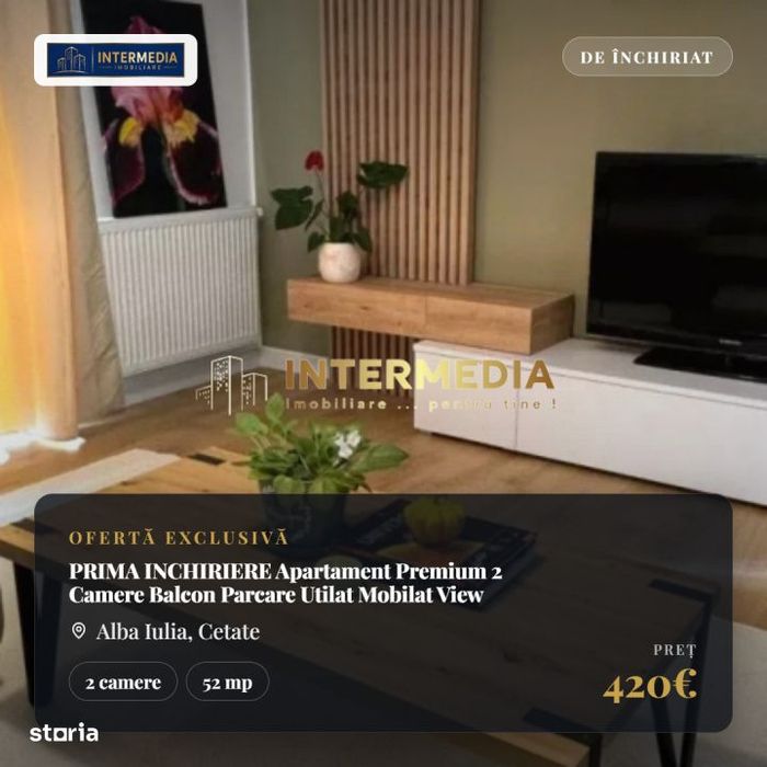 PRIMA INCHIRIERE Apartament Premium 2 Camere Balcon Parcare Utilat Mob