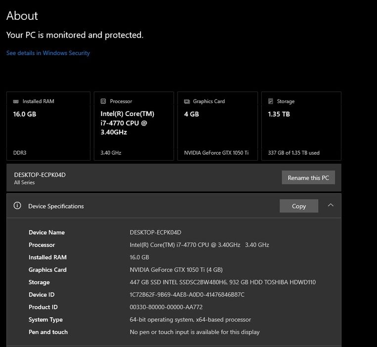PC Gaming Intel i7-4770 | GTX 1050 Ti 4GB | 16GB RAM | SSD 480GB + HDD 1TB | Gata de utilizare