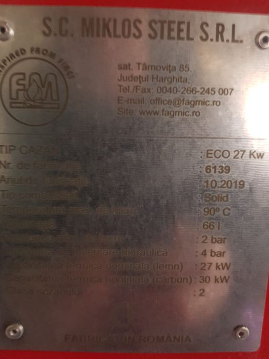 Vând centrala 27 kw