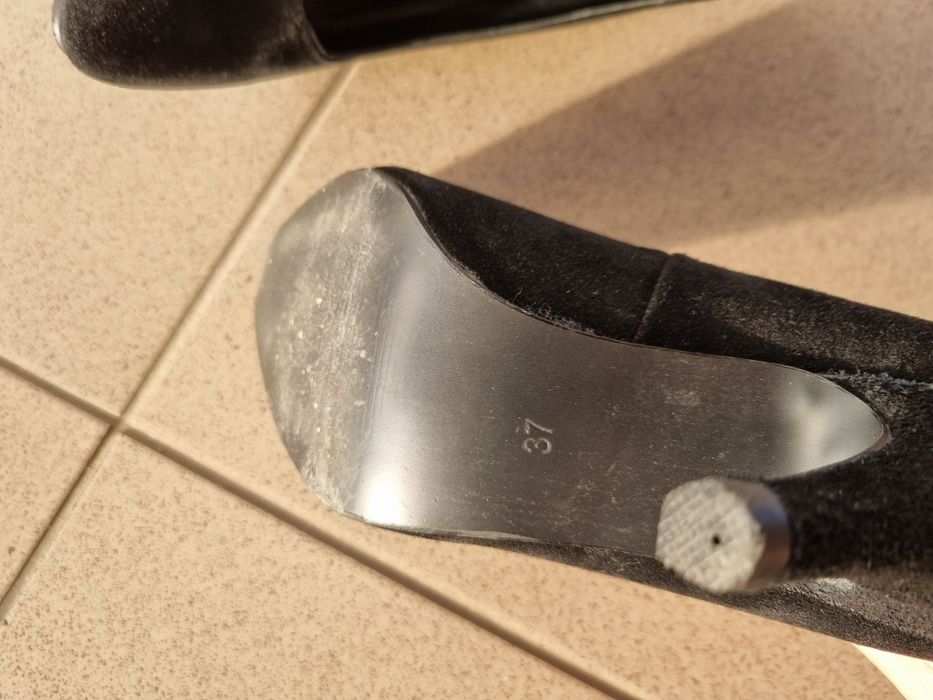 Pantofi PrimaDonna, negri, piele naturală întoarsă, toc 8cm, mărime 37