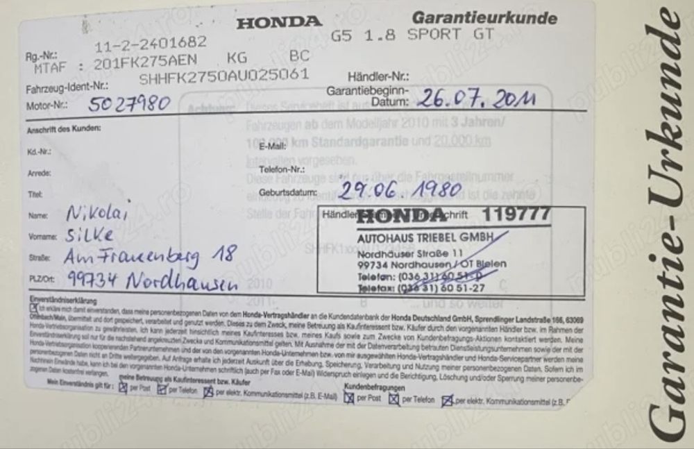 Honda Civic GT Sport 1,8 i-Vtec Euro 5