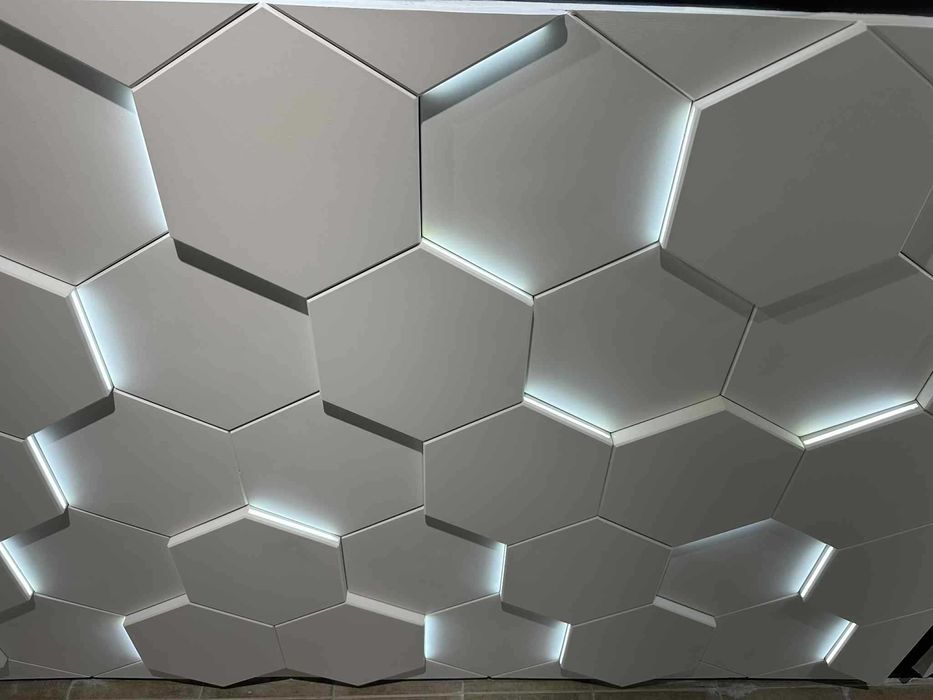 3D гипсови панели с LED осветление за стена – модел 0045