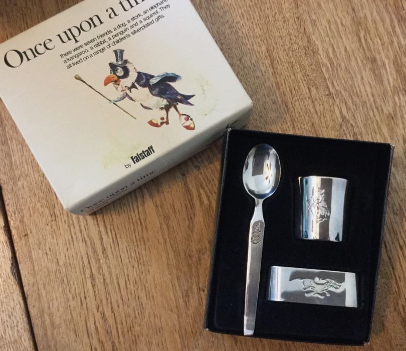Set de mic dejun sterling silver placat cu argint, Sterling silver plated breakfast set, fasltaff England la cutie set complet