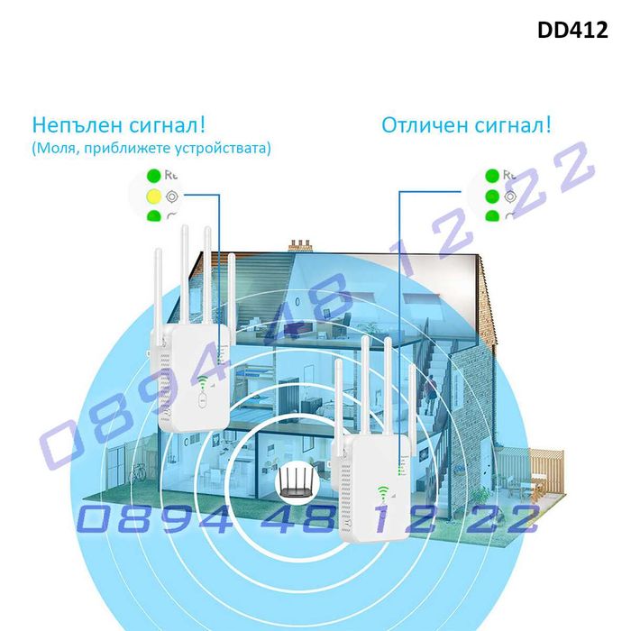 Усилвател интернет обхват WiFi репитър 2.4G 5G удължител сигнал