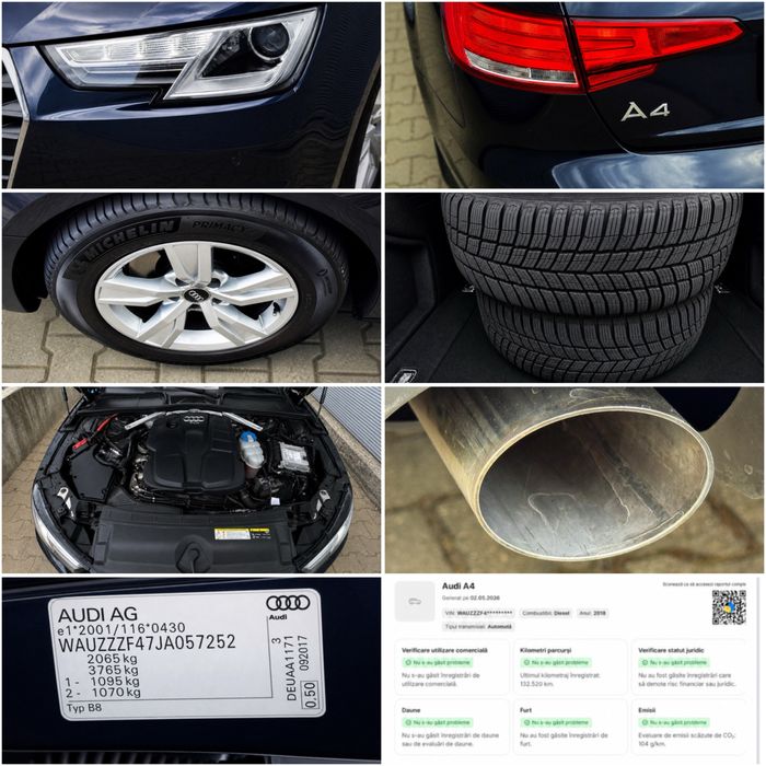 AUDI A4 2018 AUTOMAT 2.0 TDI EURO 6‼️Bi-Xenon LED CLIMA 3-ZONE Keyless Padele Navigatie‼️Impecabil