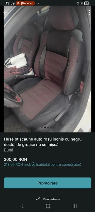 Huse pt scaune auto  REDUSE LA 150 LEI rosu inchis cu negru