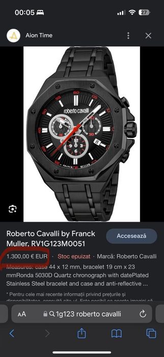 Ceas Roberto Cavalli by Franck Muller Amanet BKG