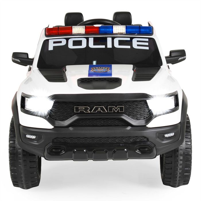 ТОП ЦЕНАНОВО!Акумулаторен джип RAM POLICE WHITE с 12V батерия,EVA гуми,сигнални светлини,USB,дистанционно