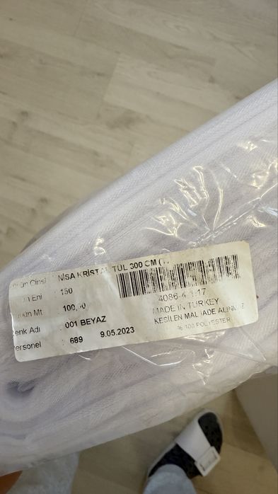 Vand material tulle alb 100 m nou