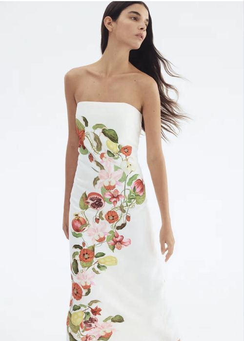 Рокля ленена H&M флорални мотиви