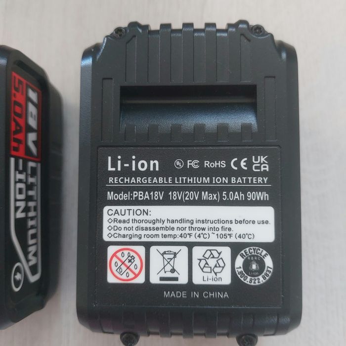 КОМПЛЕКТ 2 бр. Батерии 18V / 20V MAX 5.0Ah Li-ion (PBA18V) – за Bosch, Gardena и др.