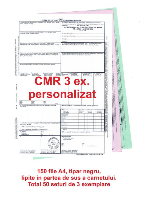 CMR-uri transport international - Scrisoare de transport - Tipizat