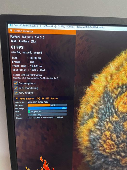 Placa Video Gaming Saphire Nitro RX480 8 Gb, 256 biti, garantie