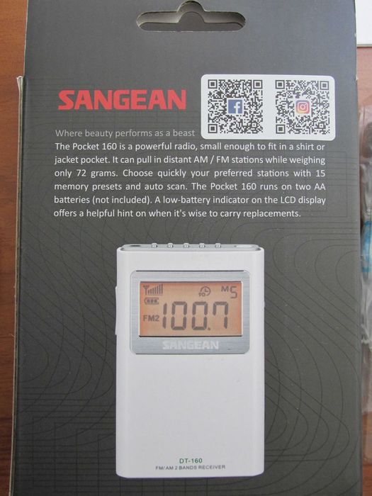 Sangean DT-160 AM/FM Radio Сангеан джобно радио радиоприемник