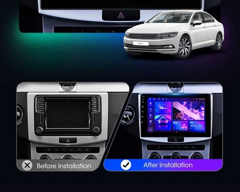 VW PASSAT B7 B6 CC 2010-2015 2-DIN 10” 1280x720 с Android 14, 6/128GB, 4G/LTE