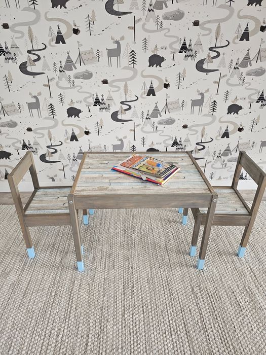 Rezervat IKEA set lemn personalizat copii masuta 2 scaune carti colorat