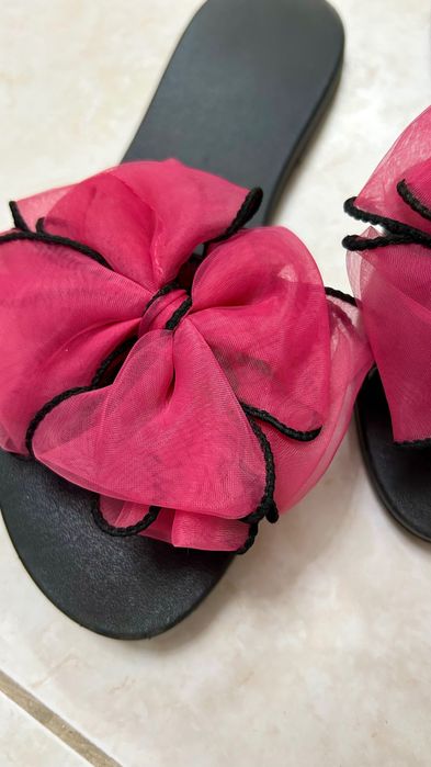 Дамски летни чехли с панделка