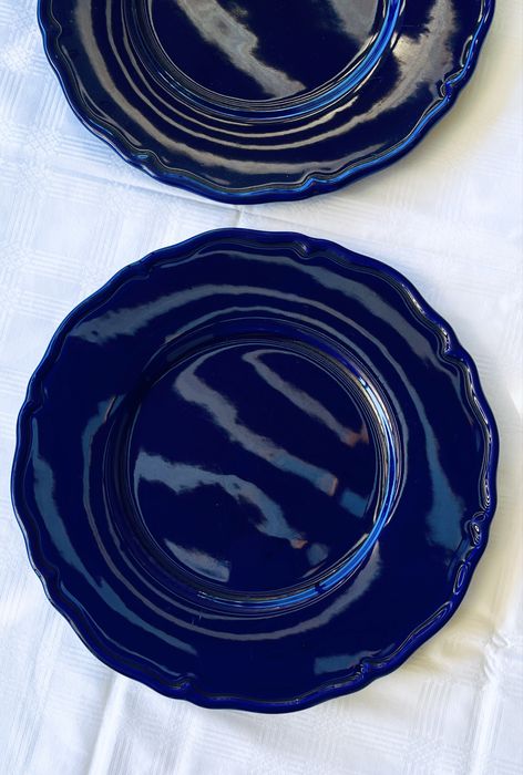 Големи стъклени кобалтови чинии-плата Este C.E. Италия