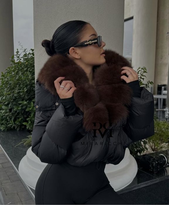 Geaca scurta cu Blana Naturala si manusi
