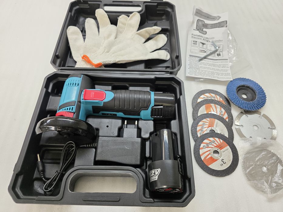 Мини Акумулаторен Ъглошлайф (Ръчна Шлайфмашина) с две батерии и кутия
