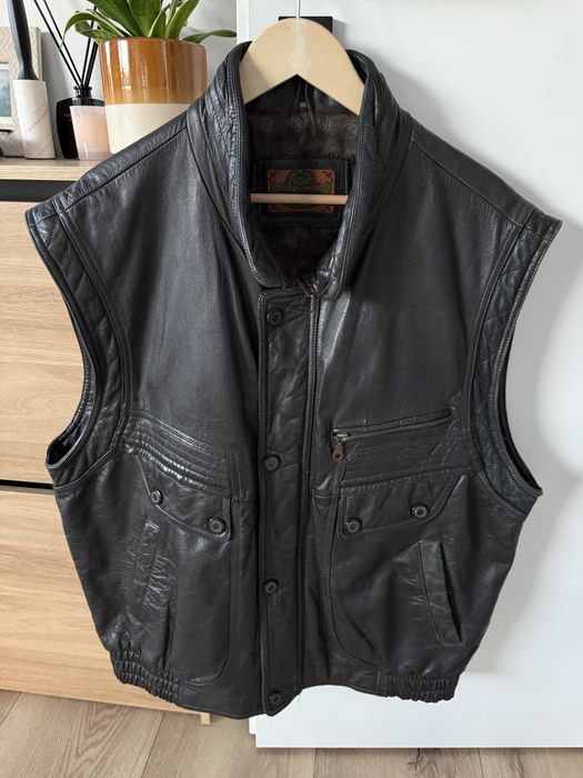 Vesta Piele Naturala DON LAMILLO 90s Negru Barbati | Marime 56 XXL