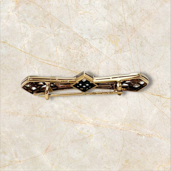 Антикварна брошка Арт Деко – 1.73 ct диаманти 14к злато и сребро