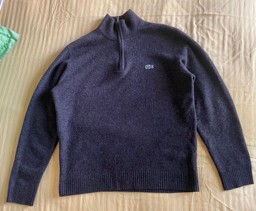 Мужской черный шерстяной свитер Lacoste