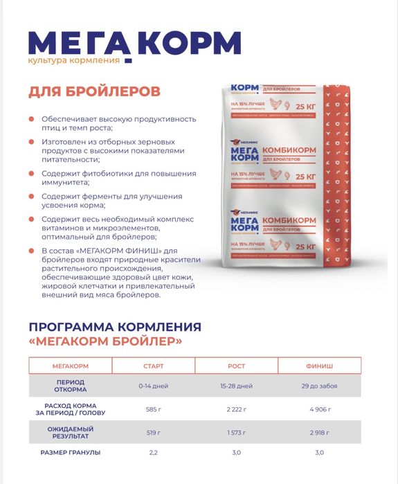 Комбикорм для бройлеров рост Пк 6