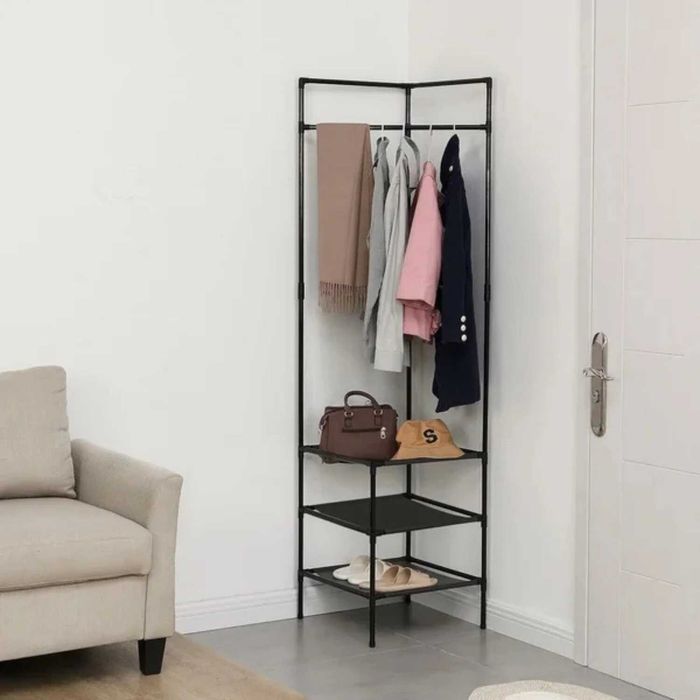 Cuier haine metalic pentru coltul camerei, 3 rafturi 180 x 44 x 44 cm