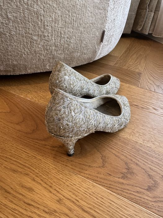 Pantofi dama sclipitori cu toc mic marime 37-38
