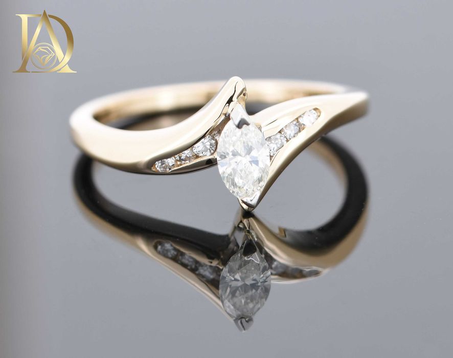 Нов Златен Пръстен с 0.33кт Естествени Диаманти