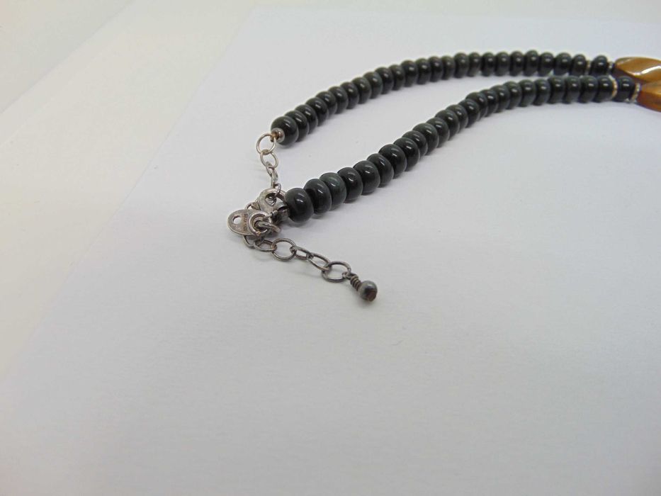 Colier si pandantiv din argint cu ochi de tigru si onix