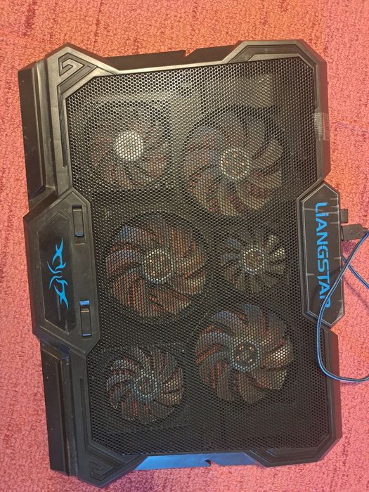 Laptop cooler silentios 6 ventilatoare, reglaj viteza, RGB, USB,  pt 17 inch (417 x 300 x 30 mm)