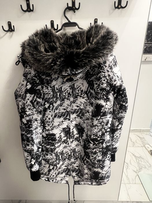 Parka lunga de iarna pentru barbati cu blana eco, L