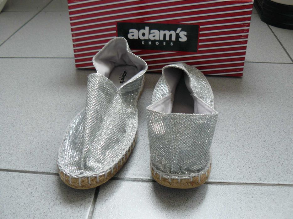 Espadrile Dama ADAM'S Panza,Talpa Din Iuta,Argintii Cu Sclipci