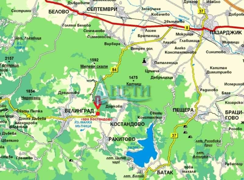 УПИ 920м2 гара Костандово до Велинград. Проект за къща, проект към EVN